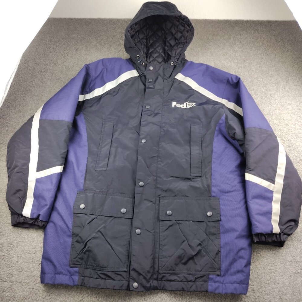 FedEx employee uniform parka jacket Quilt Lined Reflective Size XL Men